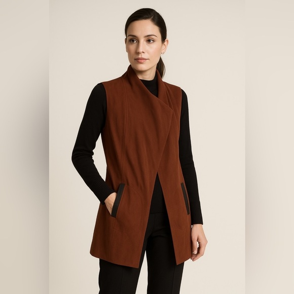 Iris Setlakwe Sweaters - Iris Setlakwe Lagenlook Asymmetrical Zip Up Brown Cardigan Size 10